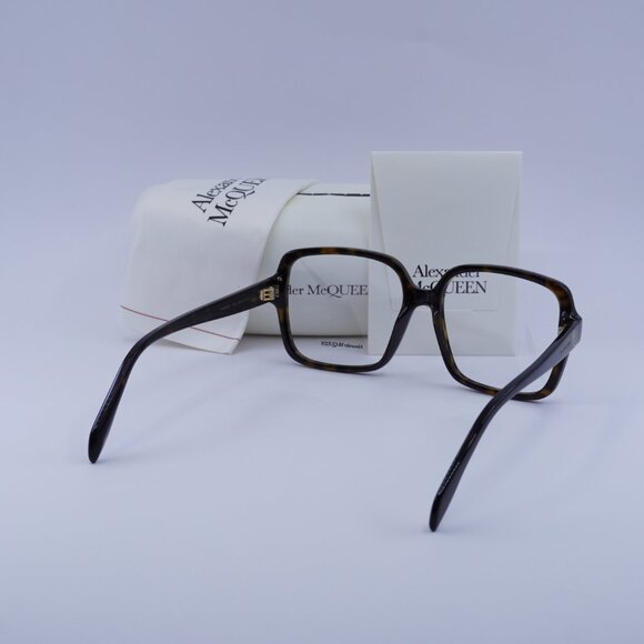 Alexander McQueen AM0286O 002 Square Eyeglasses 55mm - Havana - Picture 11 of 11